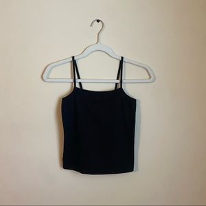 Black tank top with spaghetti straps